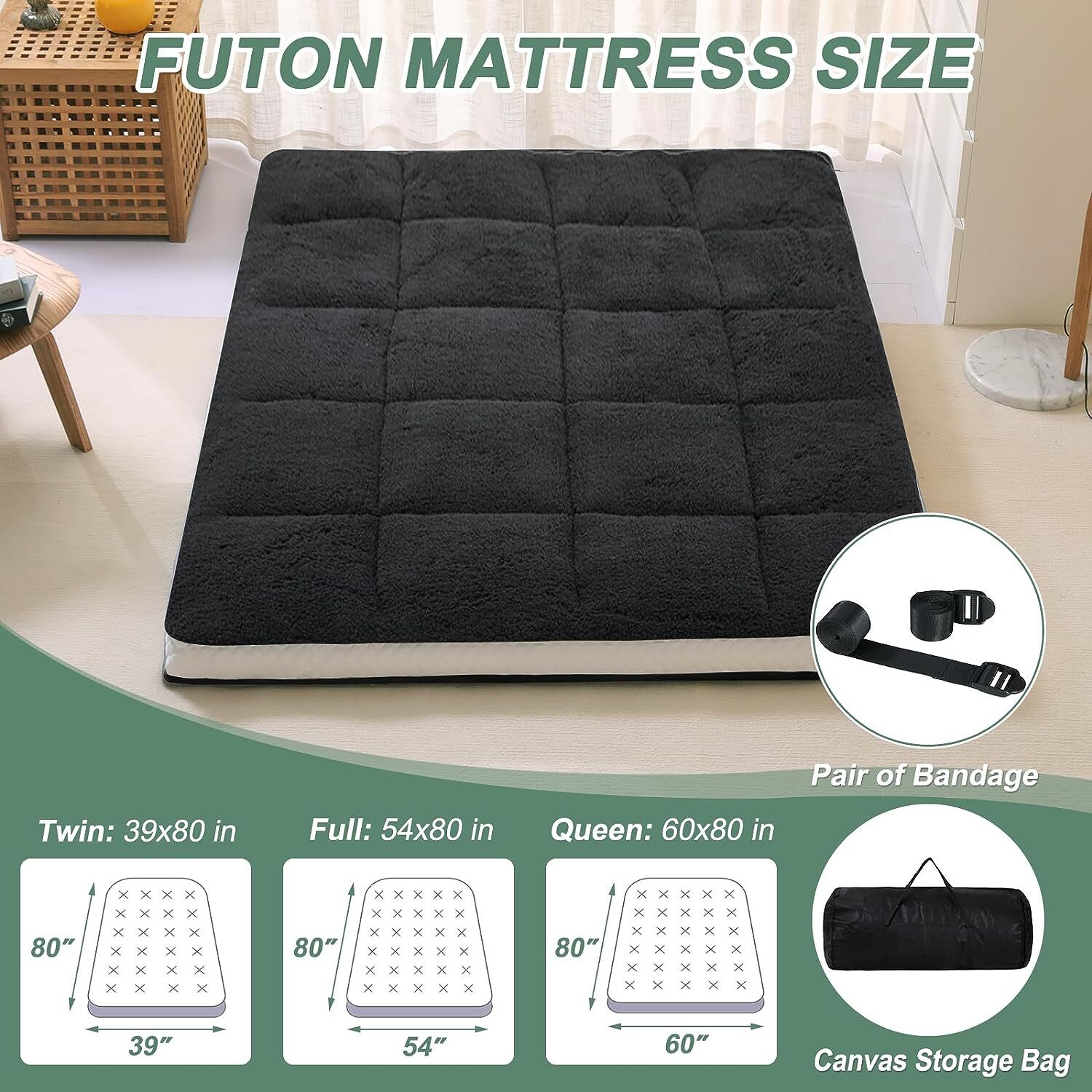4″ Fold Sleep Floor Mat Single Bed Memory Foam Topper Camping Guest Mattress