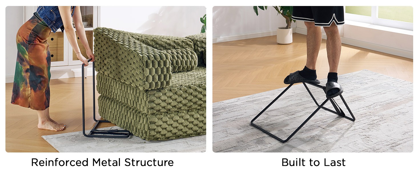 Futon Sofa Bed, Convertible Futon Couch with Plush Faux Fur, No
