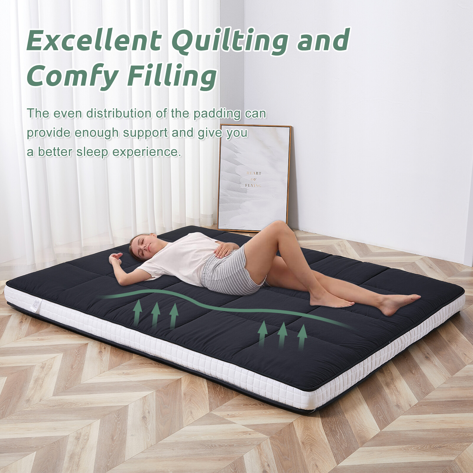 SUNYRISY 4″ Thicken Tatami Mat Sleeping Pad Foldable Mattress Japanese Pad