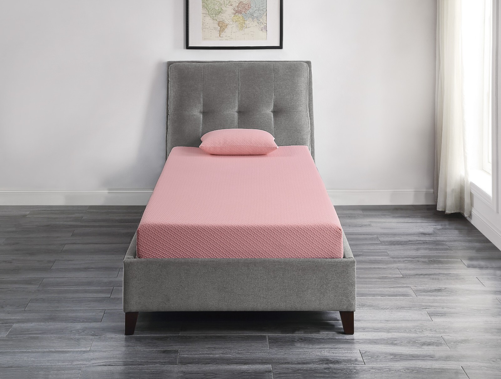 7″ Twin Size Memory Foam Mattress and Pillow Set, Pink, Breathable Double Layer