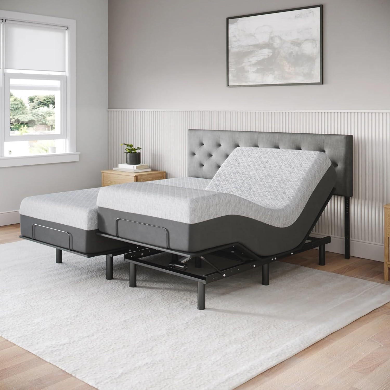 Celestial Aurora Split King Adjustable Bed + 12″ Gel Memory Foam Mattress