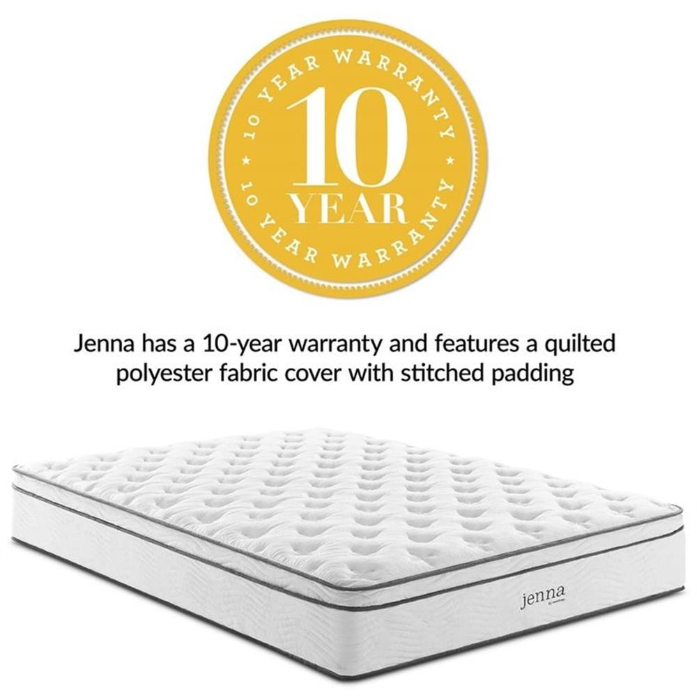 Modway Jenna 8″ Modern Innerspring and Foam Twin Mattress in White
