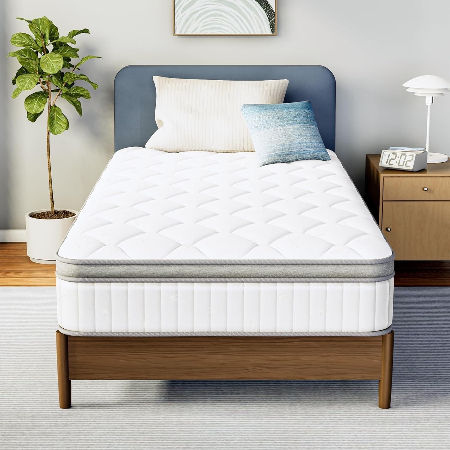 Eco-Friendly Twin Mattress: 10” Hybrid with Cooling Foam & Pocket Bloom Support