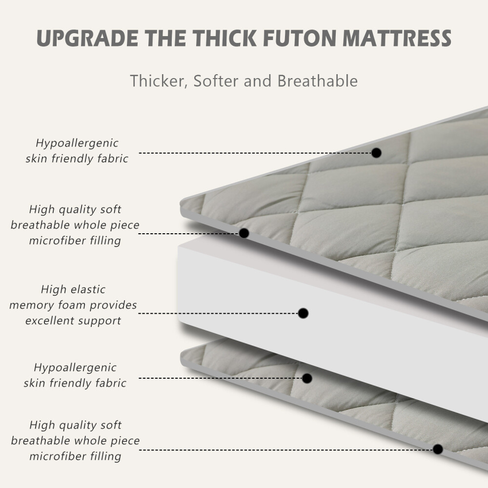 Diamond Japanese Floor Mattress Futon Mattress Folding Roll Up Topper Guest Mat