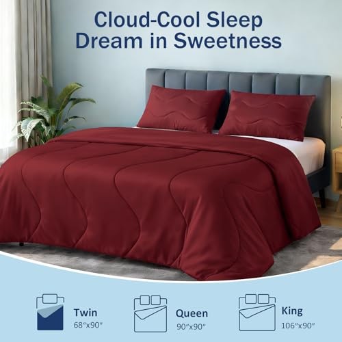 True Red Soft Cooling Comforter – 90″x90″ – Full/Queen – True Red