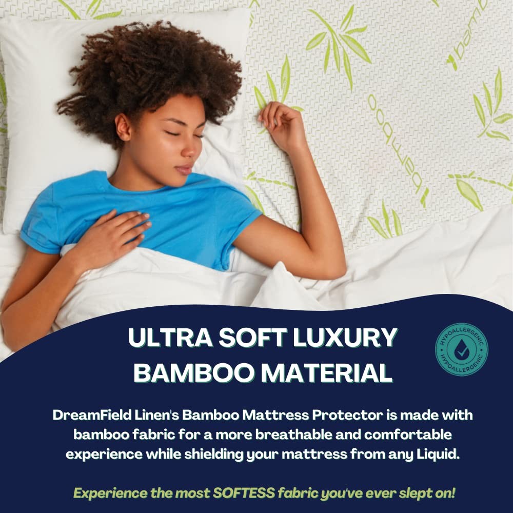 Bamboo Mattress Protector with Zipper – 100% Waterproof King Size King, White