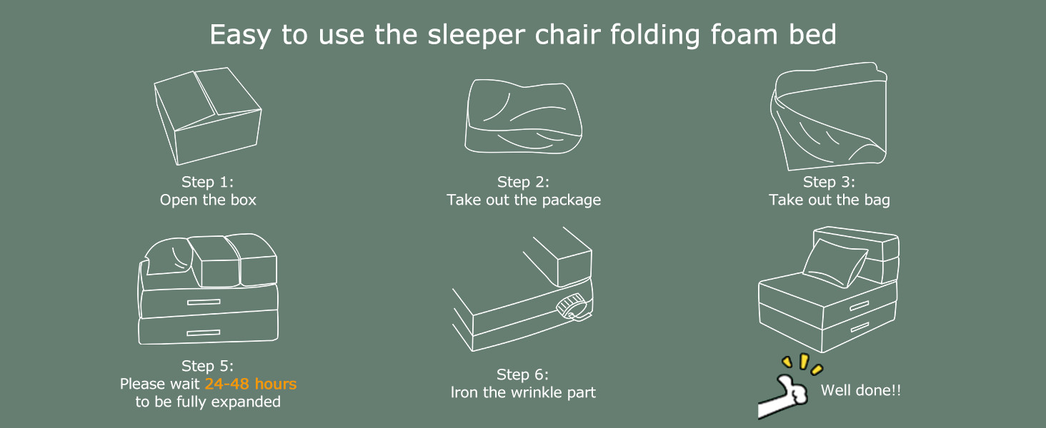 Folding Sofa Bed, 4 in 1 Convertible Sleeper Chair with Pillow, Single