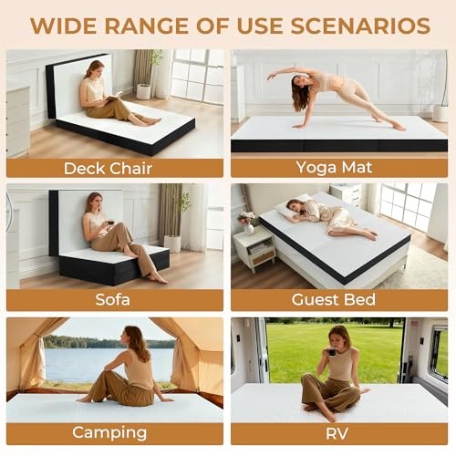 4 Inch Trifold Mattress Size Foldable Memory Foam Mattress Single White 4 IN