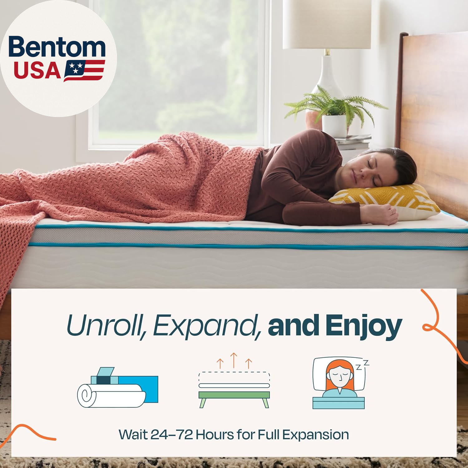10 Inch Memory Foam and Spring Hybrid Mattress – Medium Feel – Bed in a Box – Qu