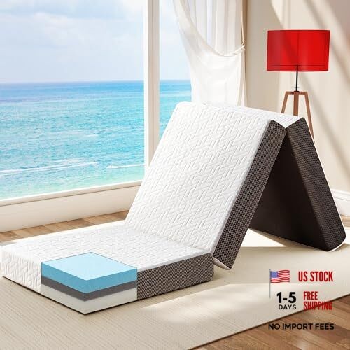Foldable Mattress Single Size, Tri-Folding Single (75 × 25 inch) 4 Inch