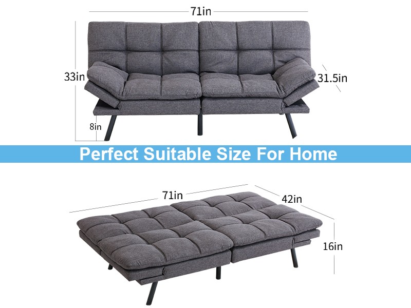 Futon Sofa Bed Convertible Memory Fo Couch Bed, Modern Sleeper