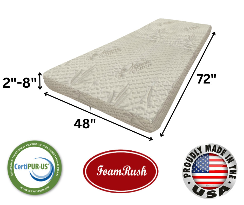 FoamRush (48″ x 72″) High Density Foam RV Mattress Replacement Medium Firm USA