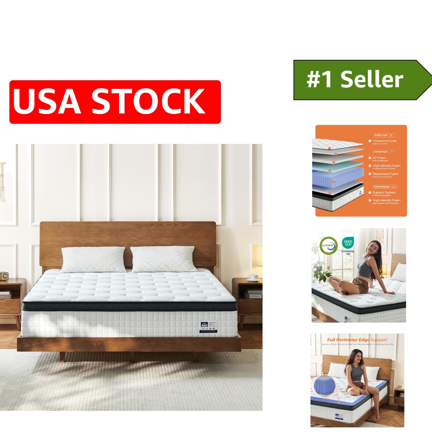 12 Inch Medium Firm Full Hybrid Mattress – Breathable & Motion-Isolating Comfort