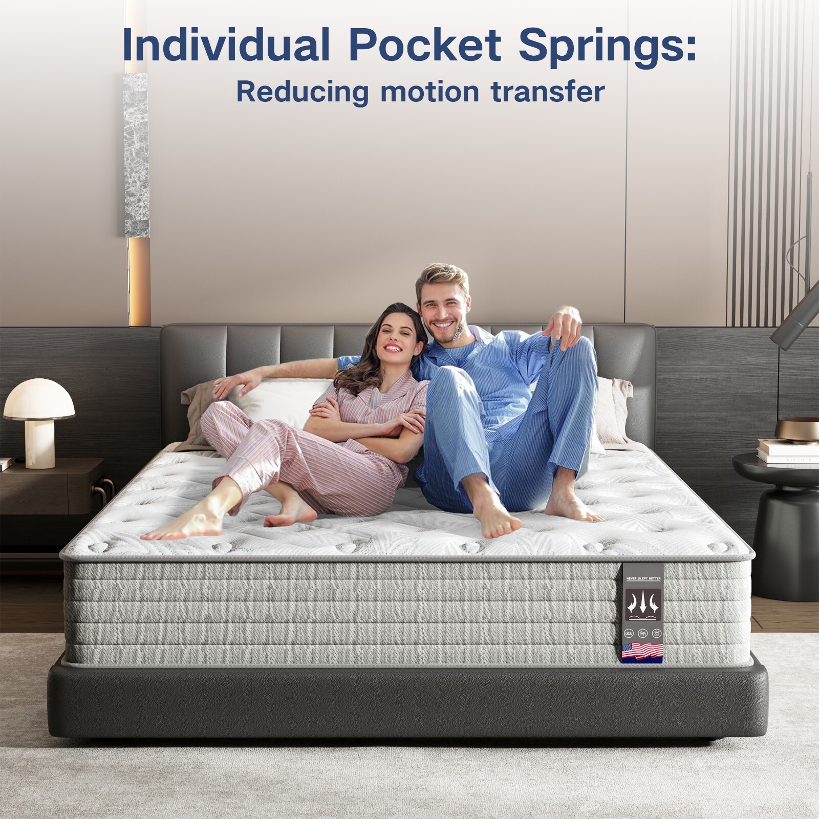 KOW Motion Isolation Mattress Queen Size 12+inch, Medium Plush Mattress in a Box
