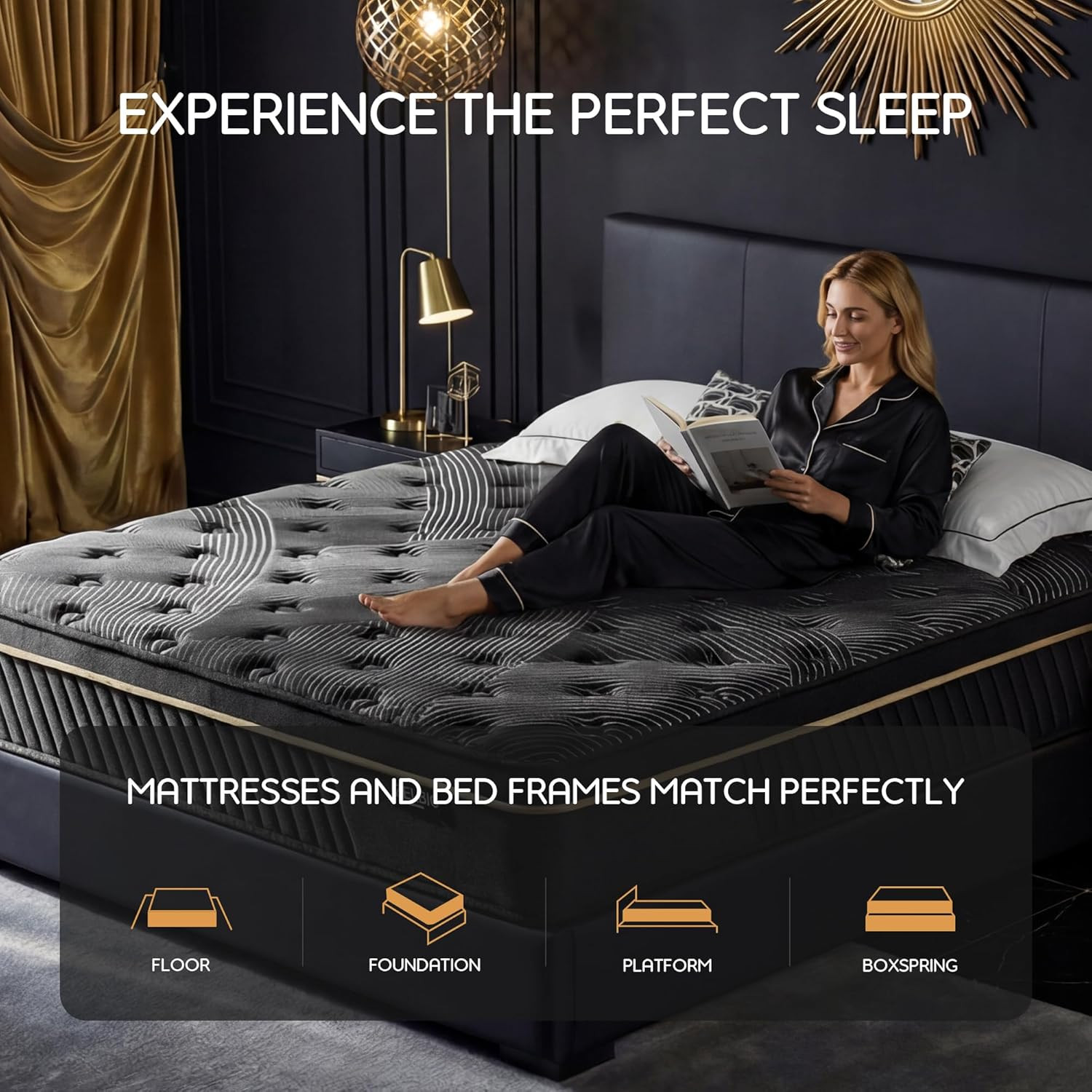 Queen Size Mattress, 12 Inch Hybrid Gel Memory Foam Mattress, Pocket Coil or Pre