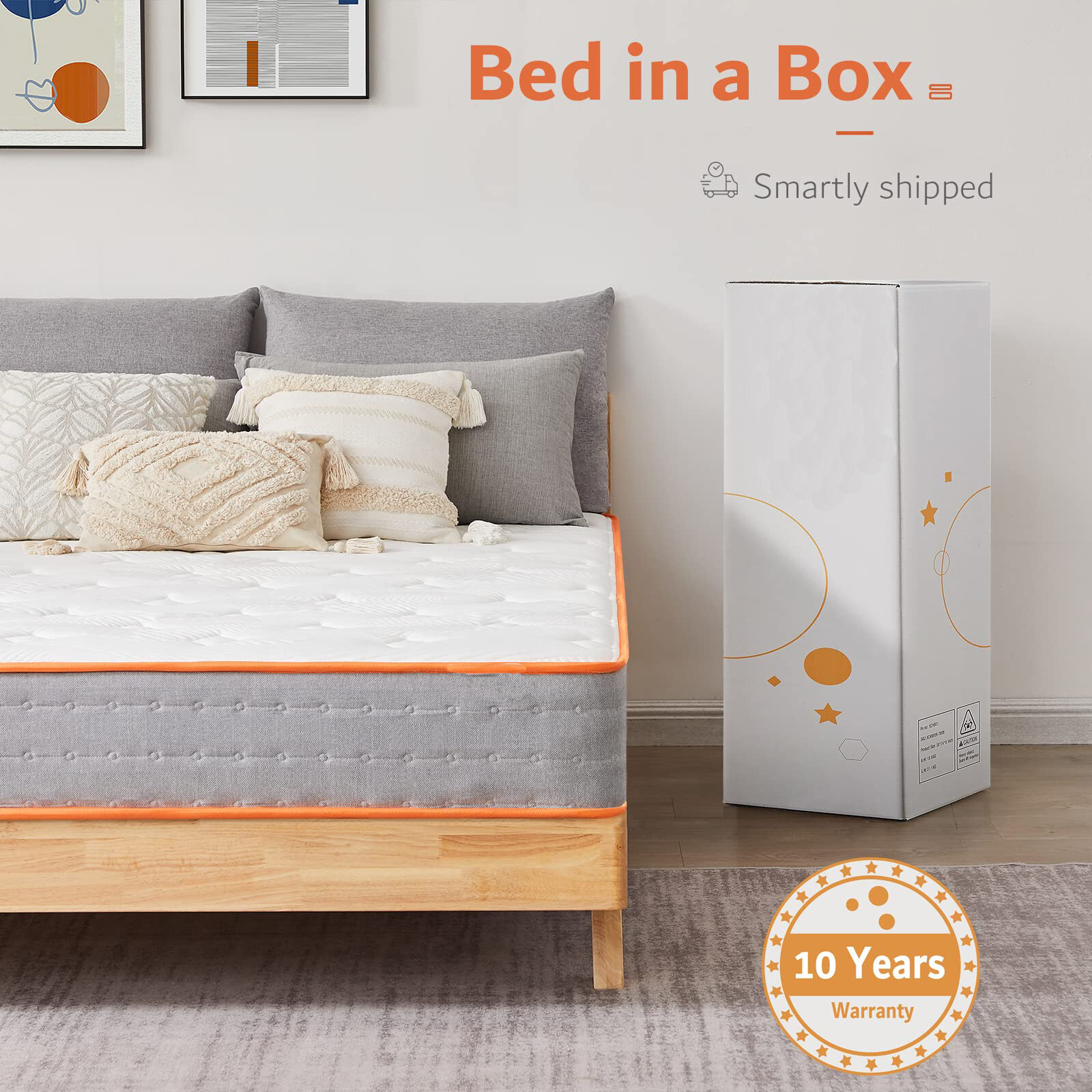 OUUI 10 inch Hybrid Mattress, Gel Memory Foam Individually Pocketed Spring