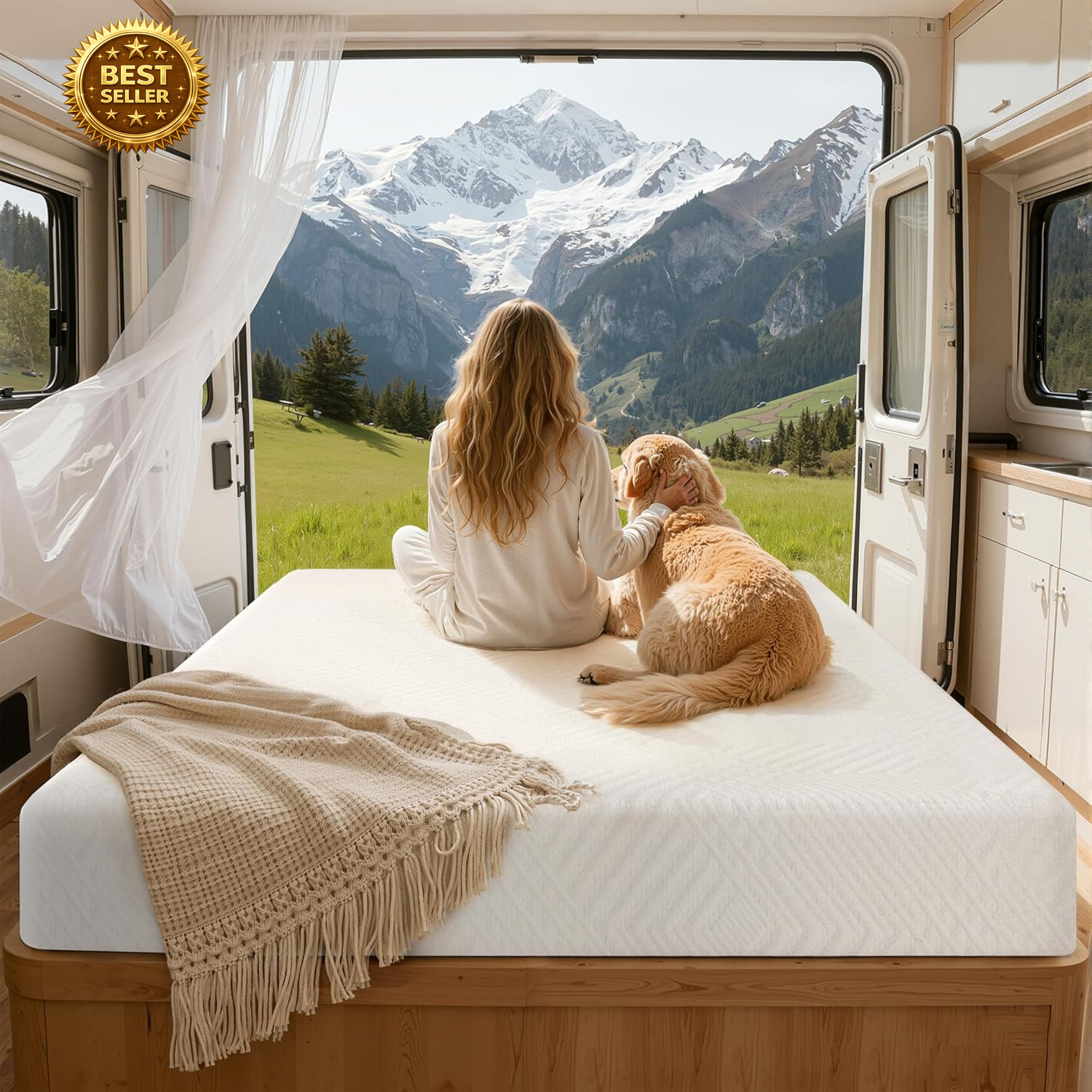10 Inch Green Tea Memory Foam Mattress Gel Cooling Medium RV Bed Fiberglass Free
