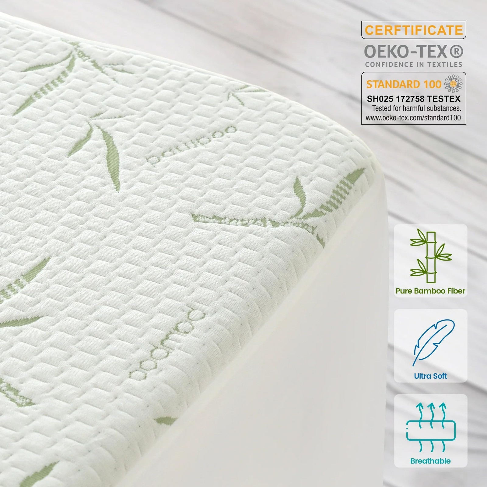 Hannah Linen Twin Mattress Protector, Cooling Rayon dervied from Twin, White