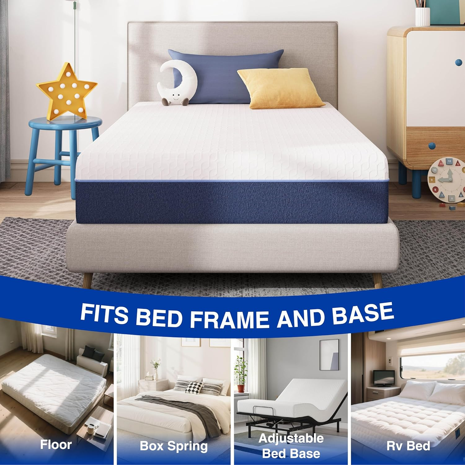Gel Cooling 8″ Twin Mattress for Kids – Medium Firm, Back Pain Relief, CertiPUR-