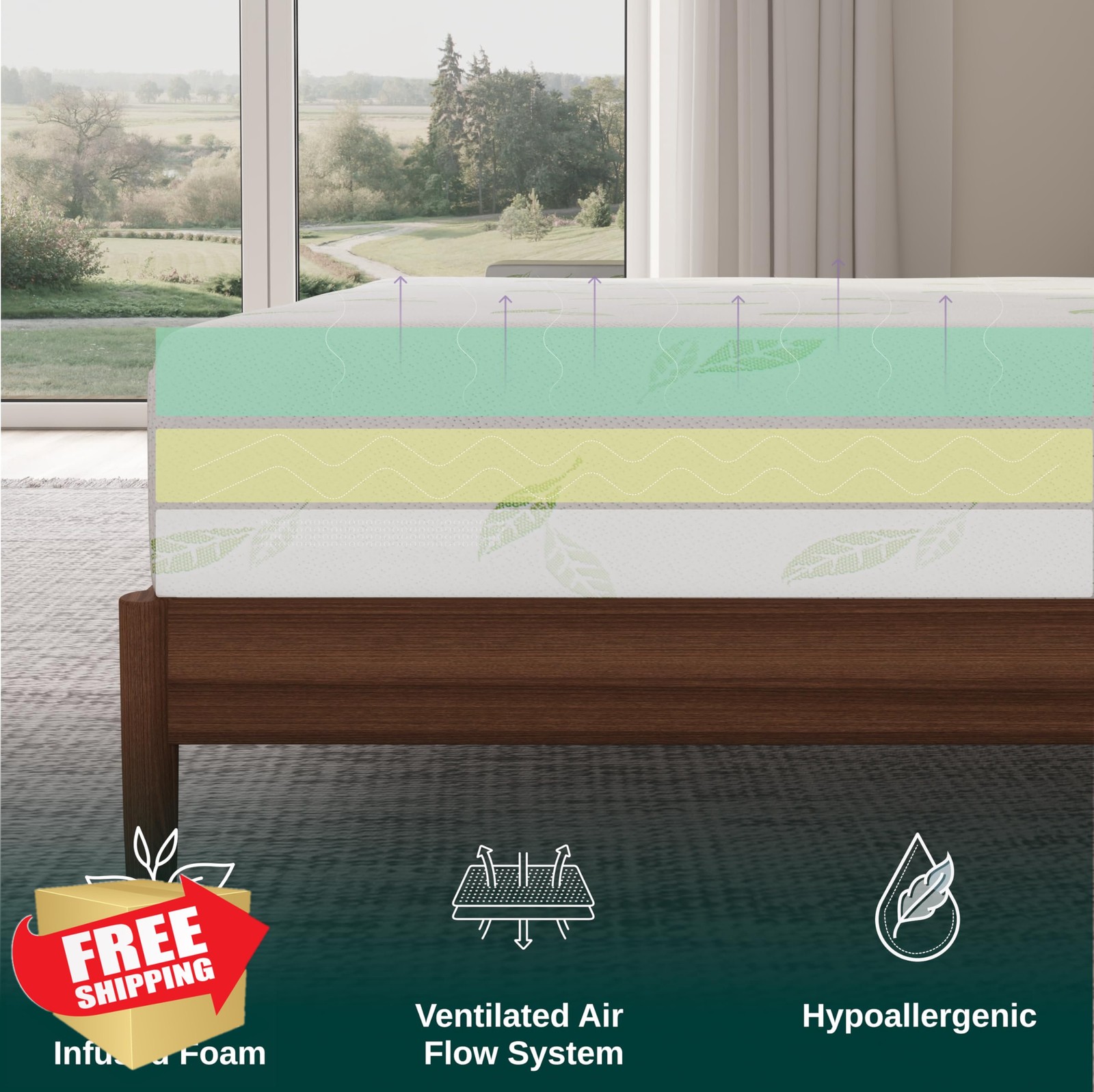 NapQueen Twin XL 6 Inch Mattress Anula Green Tea
