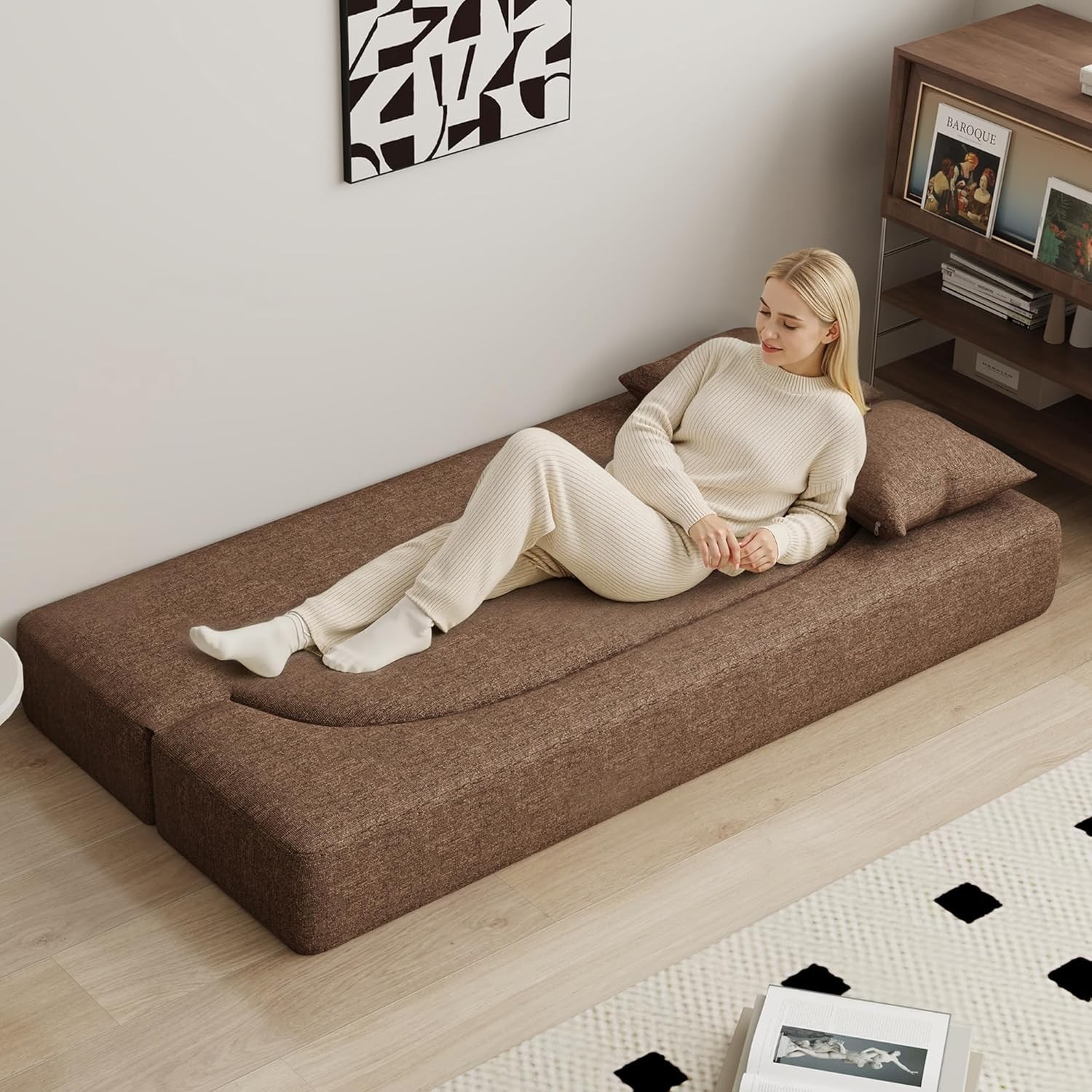 Folding Sofa Bed, Convertible Futon Sleeper Bed, 2-in-1