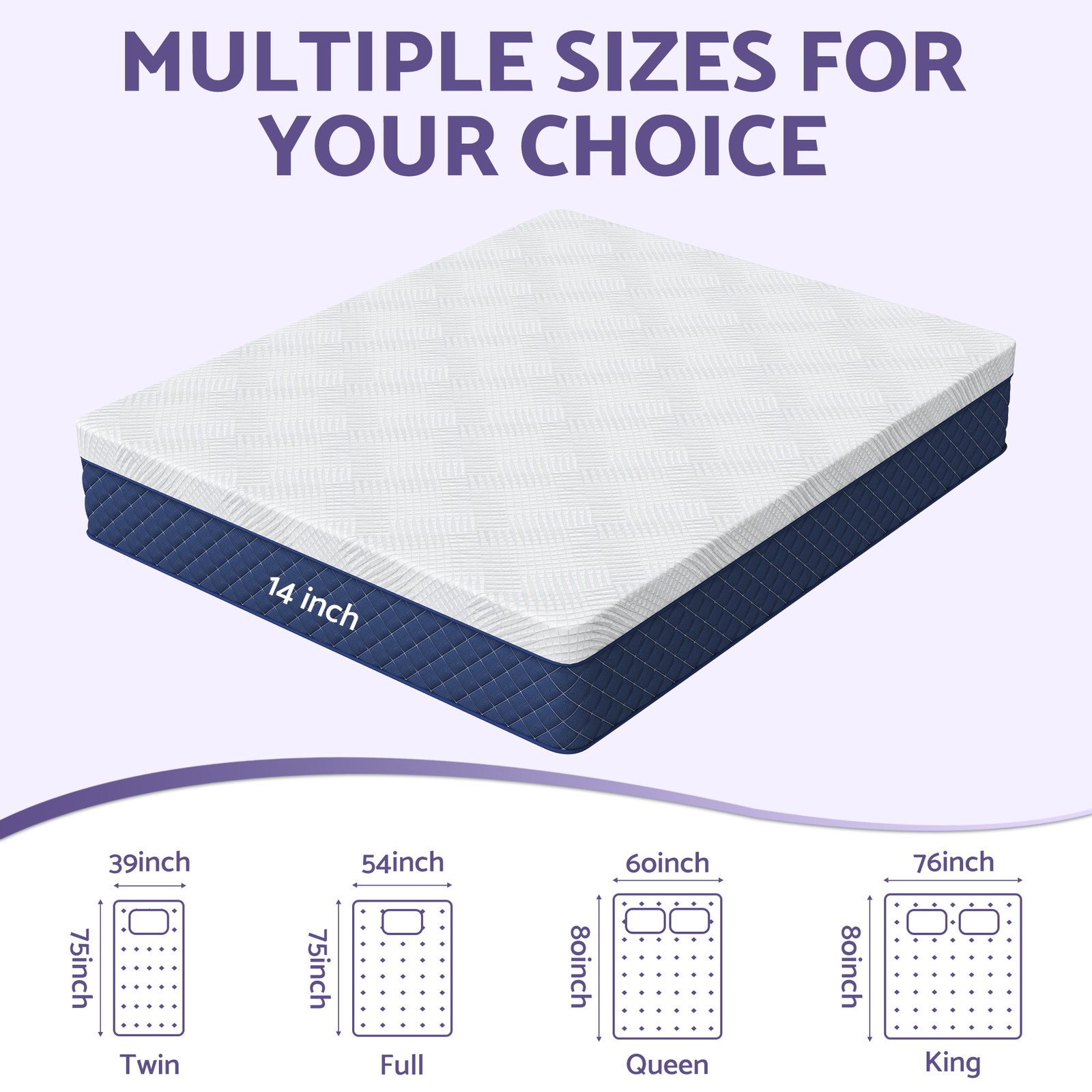 14 inch Hybrid Spring Memory Foam Twin Full Queen King Size Mattress In A Box
