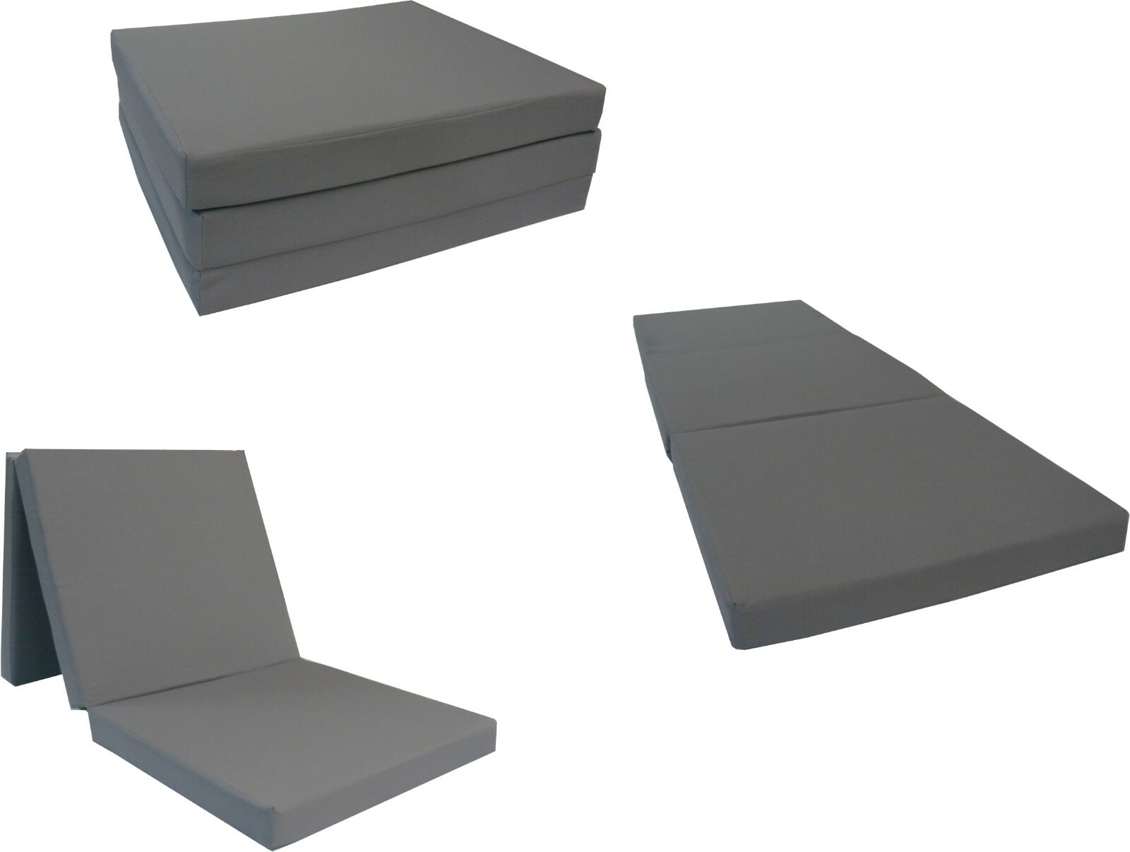 Trifold Foam Beds, Folding Mats, Cushions, Seats, 1.8 Density 3x27x75 Gray