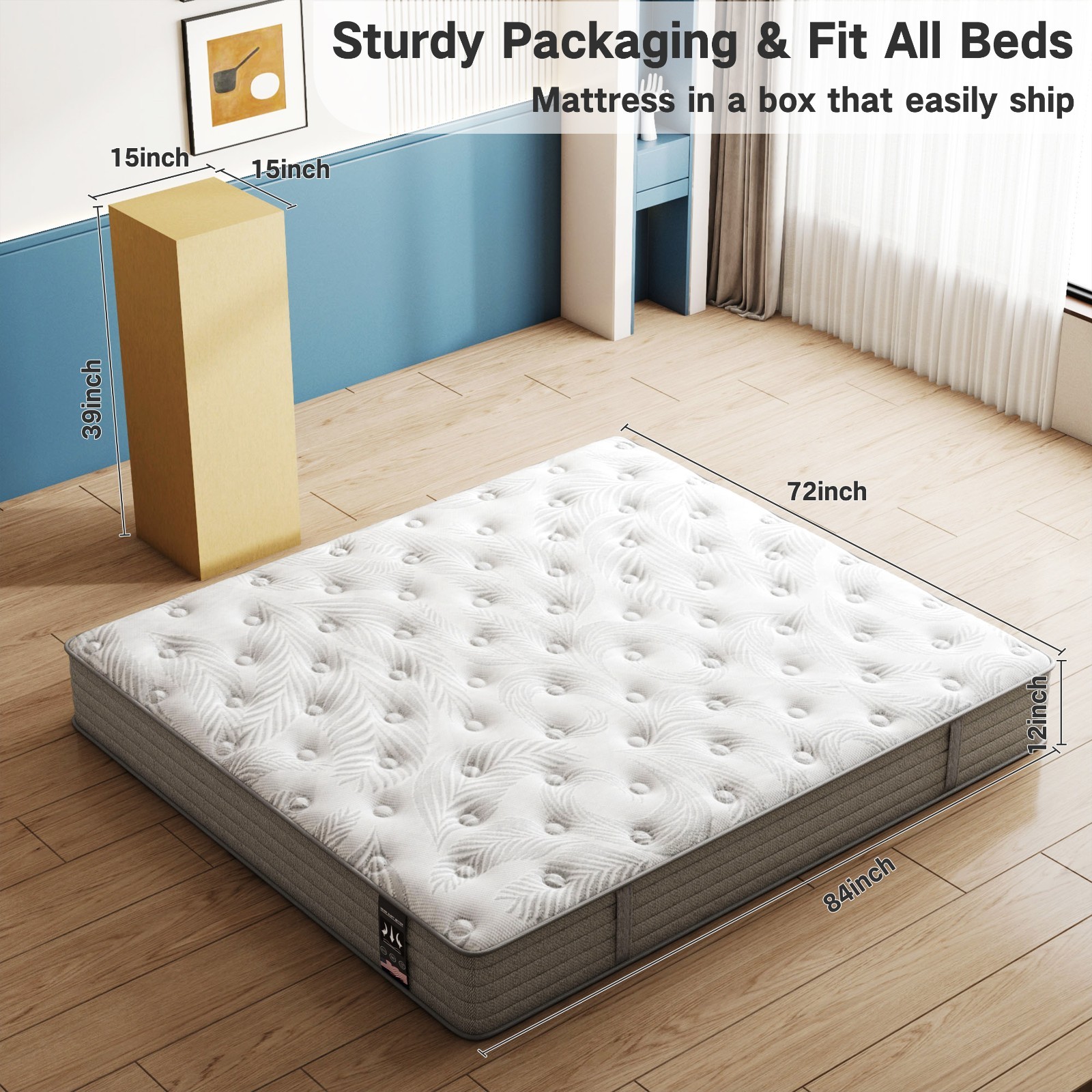 12″ Cal King Hybrid Spring Gel Memory Foam Mattress California King Bed In a Box