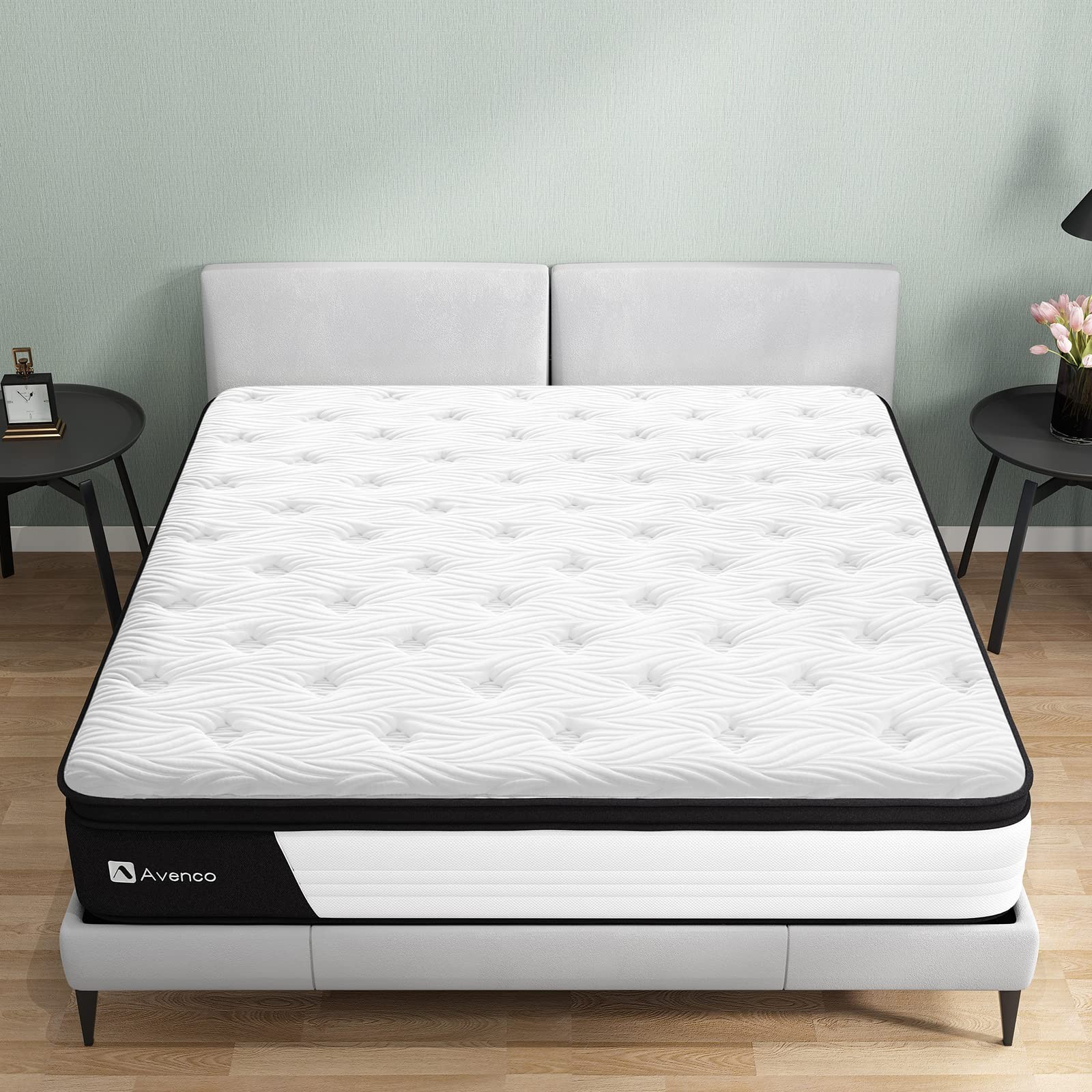 AVENCO 10 INCH FULL MATTRESS, HYBRID MATTRESS, MEDIUM FIRM MATTRESS – BLACK