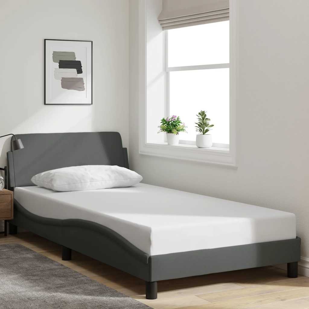 Bed Frame “Dover” Platform Dark Gray 39.4″x74.8″ Twin Fabric vidaXL