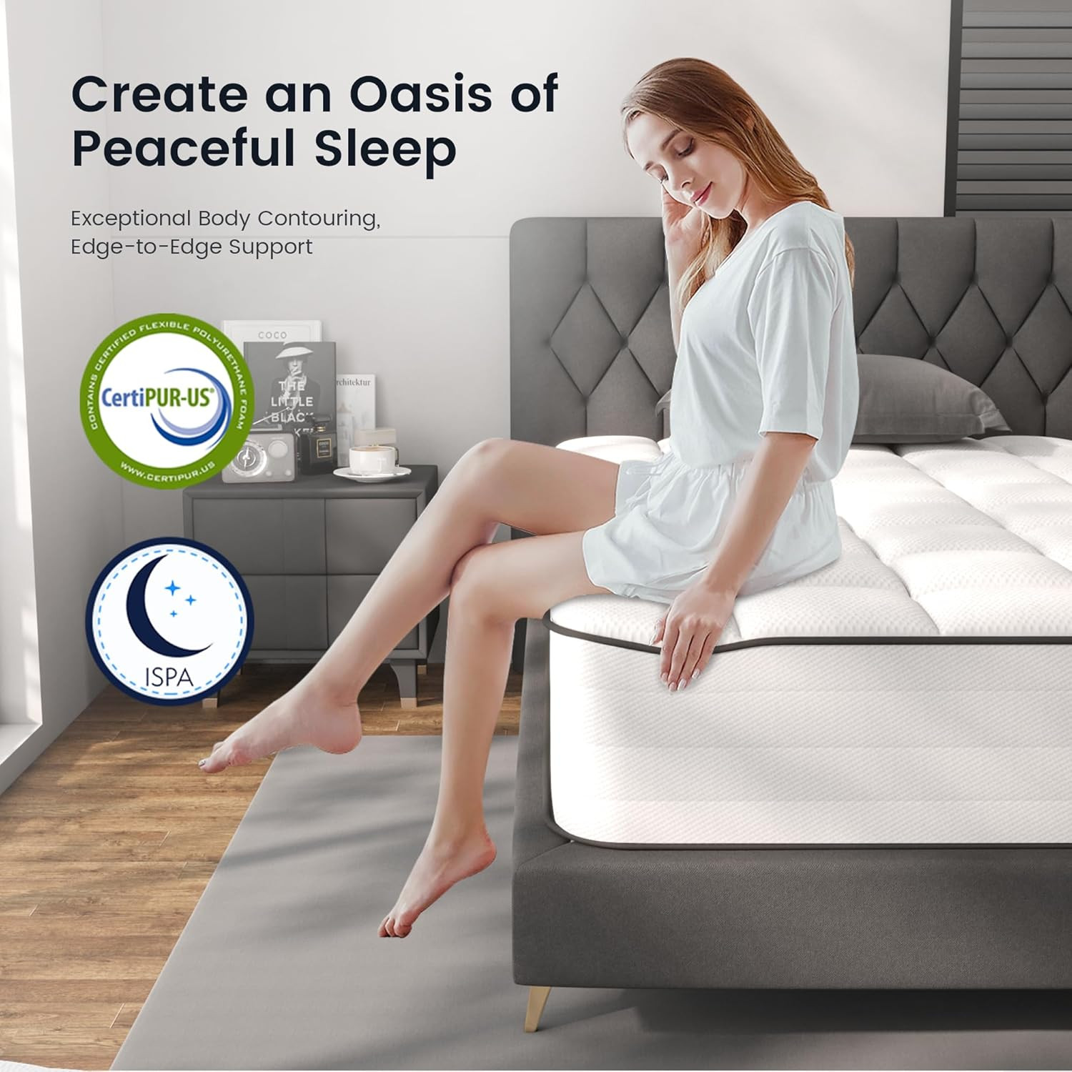 LETMOON 8 Inch Full Size Mattress, Hybrid Full Mattress in a Box, Medium-Firm Hi