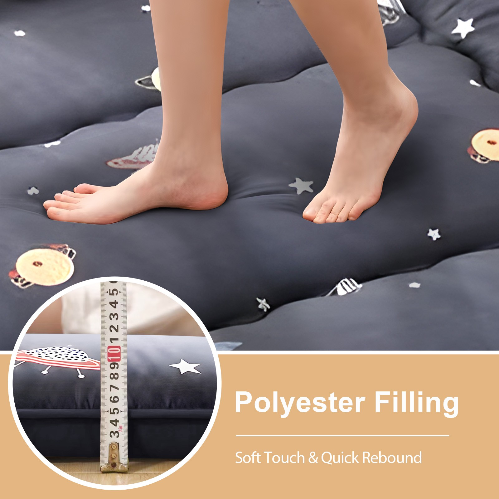 4″ Thick Japanese Floor Futon Mattress Roll Up Tatami Mat Dormitory Sleeping Pad