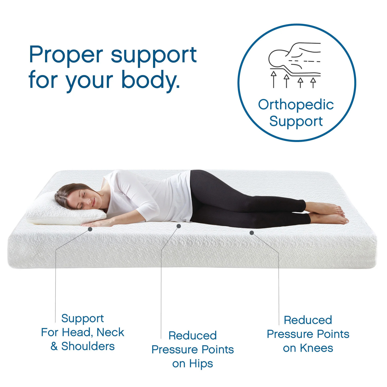 8″ Twin Medium Tight Top Gel Memory Foam Mattress, White