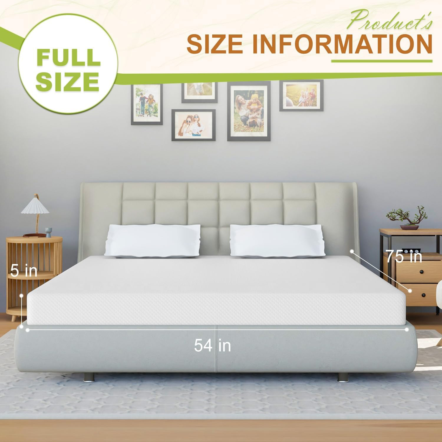 FULL Memory Gel Foam Bed Mattress Cooling NO BACK PAIN Relief Stress Sleep 5″