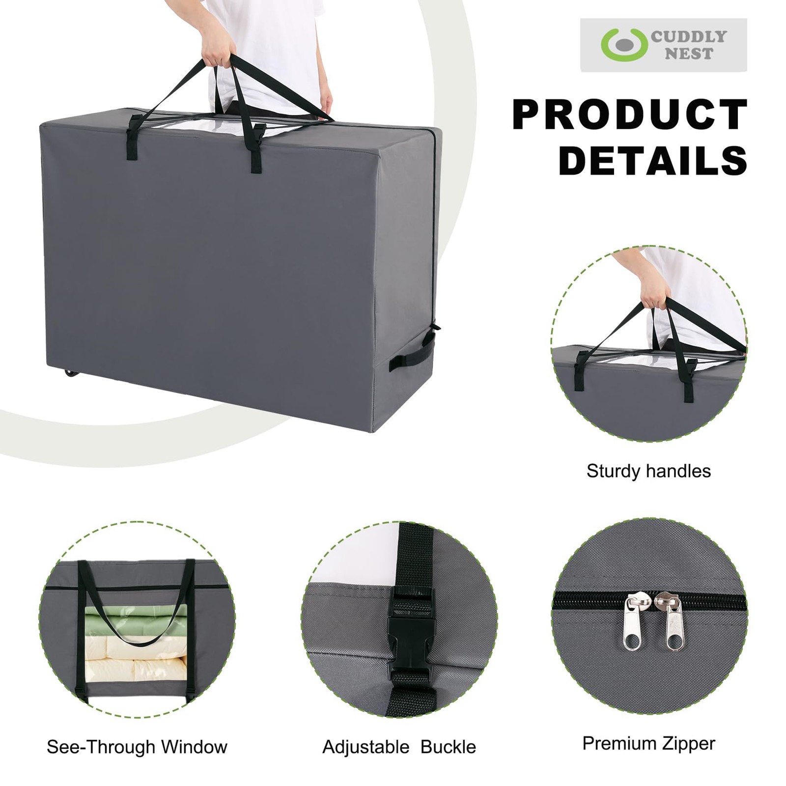 Folding Mattress Storage Bag with Wheels & Handles – 900D Heavy Duty Storage …