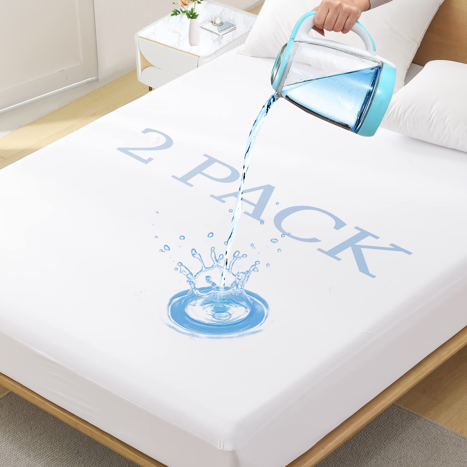 2 Pack Twin Size Premium Waterproof Mattress Twin, Basic White – 2pack