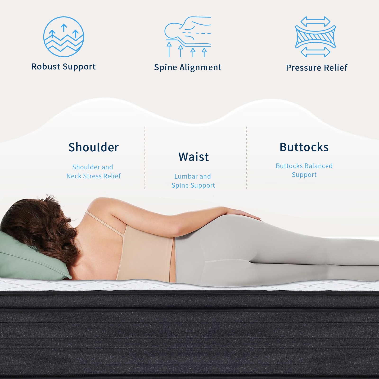12″ Full Size Hybrid Mattress Gel Memory Foam Pocket Springs for Pressure Relief