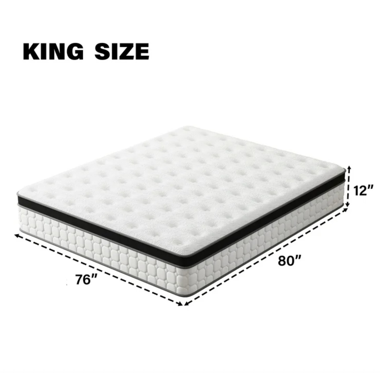 12in King Gel Memory Foam Hybrid Mattress Medium Firm Bed Colchon King Cama USA