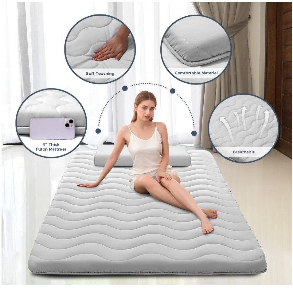 Japanese Floor Mattress, 100% High Density Comfortable Foam, 80x39x4″, Tatami