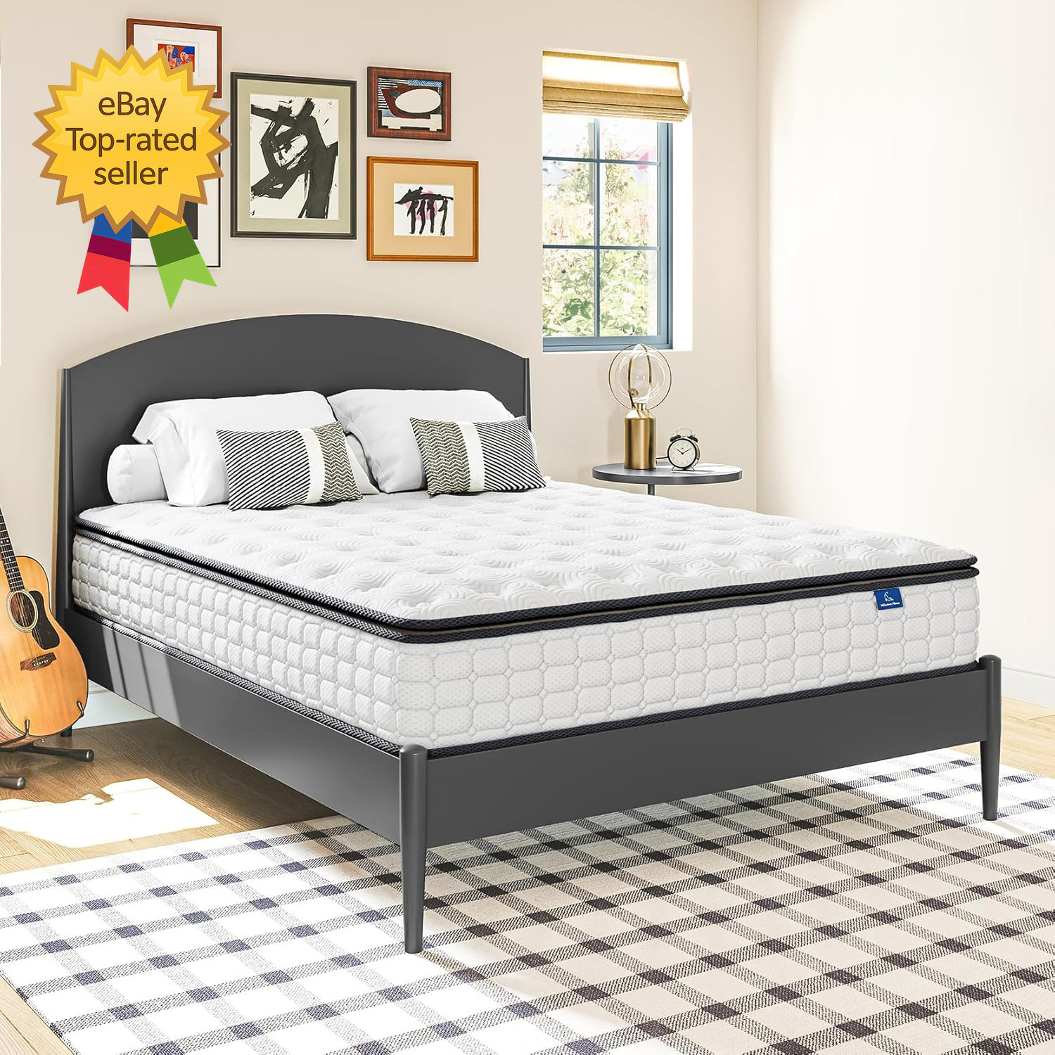 Twin Mattress 10 Inch Hybrid Twin Size Mattress in a Box Single Bed Pillow Top M