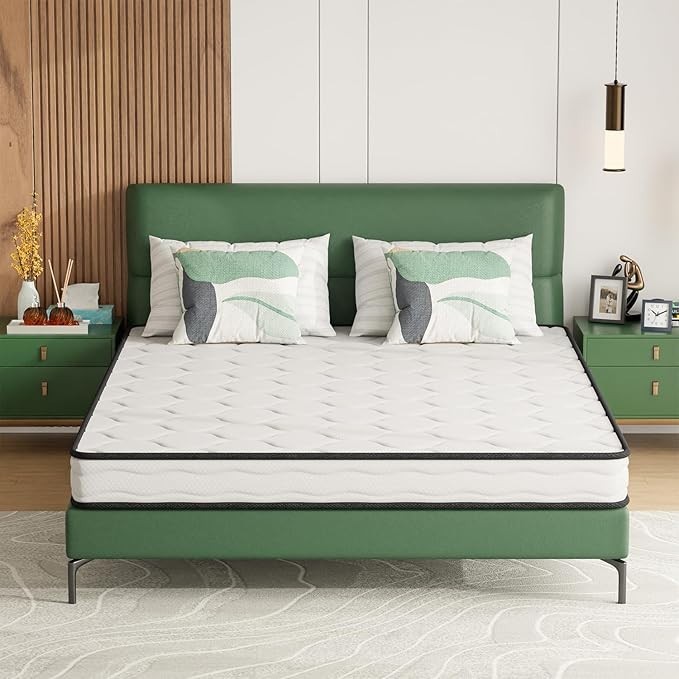 Queen Mattress 6 Inch Medium Firm Hybrid Pocket Spring Foam Breathable Bed in a