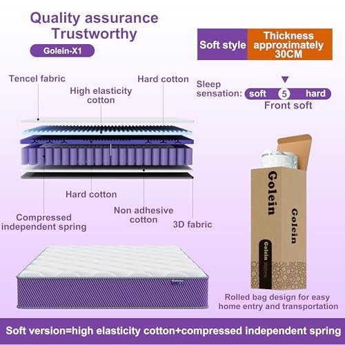 Mattress 12 Inch Size Mattress Memory Foam Hybrid Queen 12inch-Purple