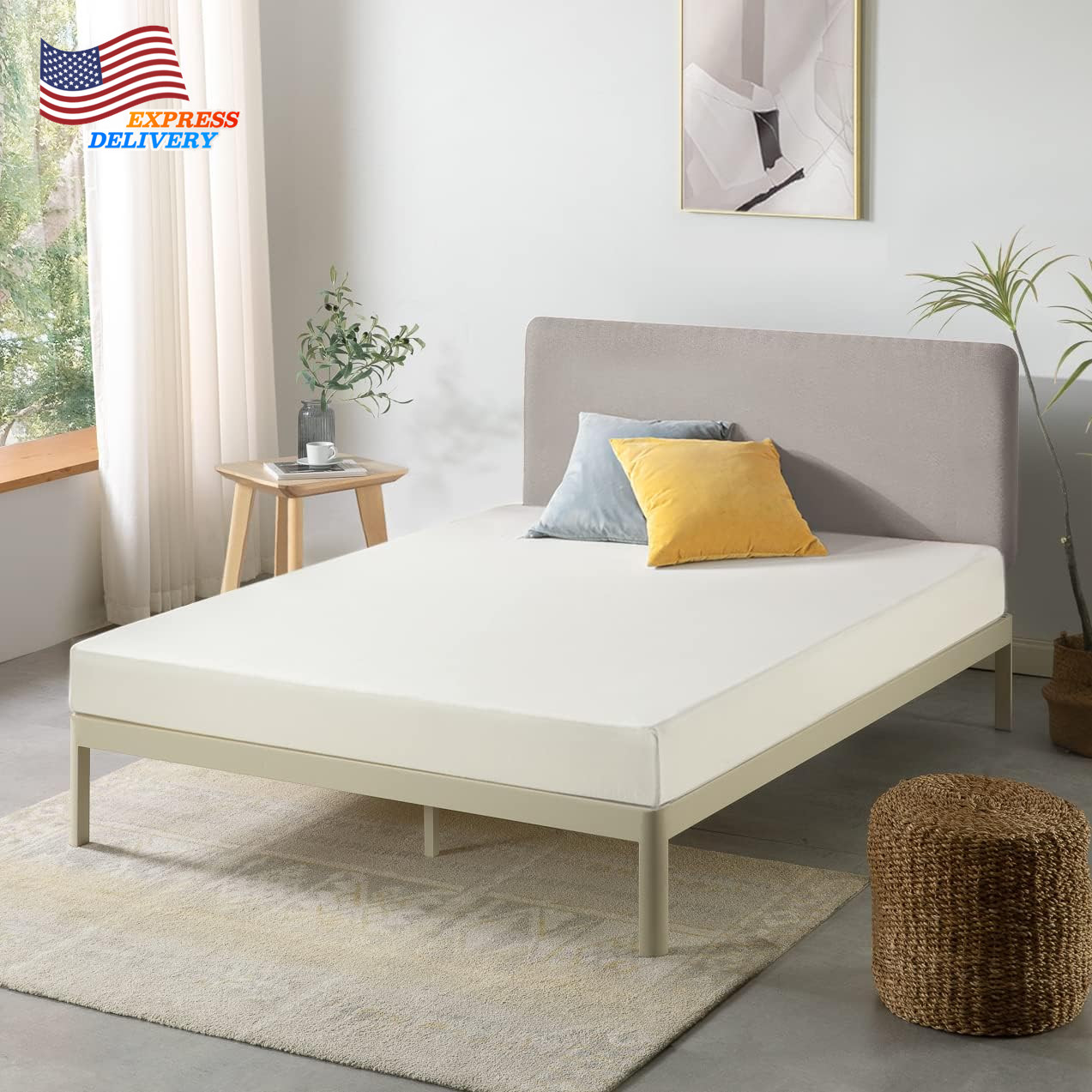 6 Inch Queen Short Mattress for RV Camper Green Tea Memory Foam