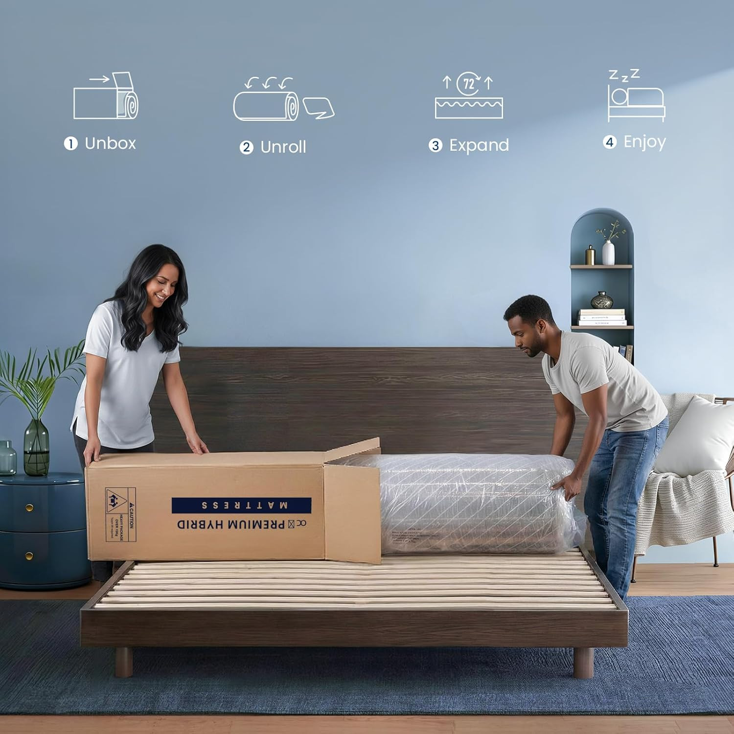Luxury 14″ King Mattress – Euro Top Hybrid with Gel Foam & 5-Zone Support