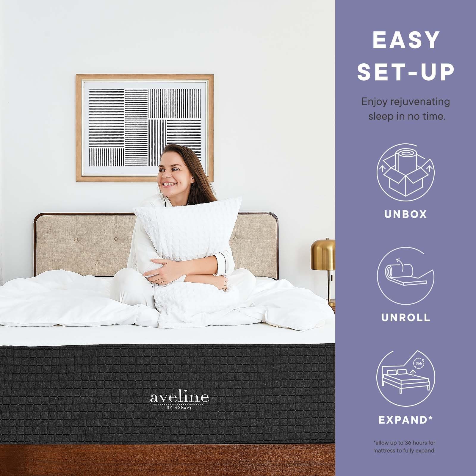 Modway Aveline 8″ Modern Style Memory Foam Full Mattress in White