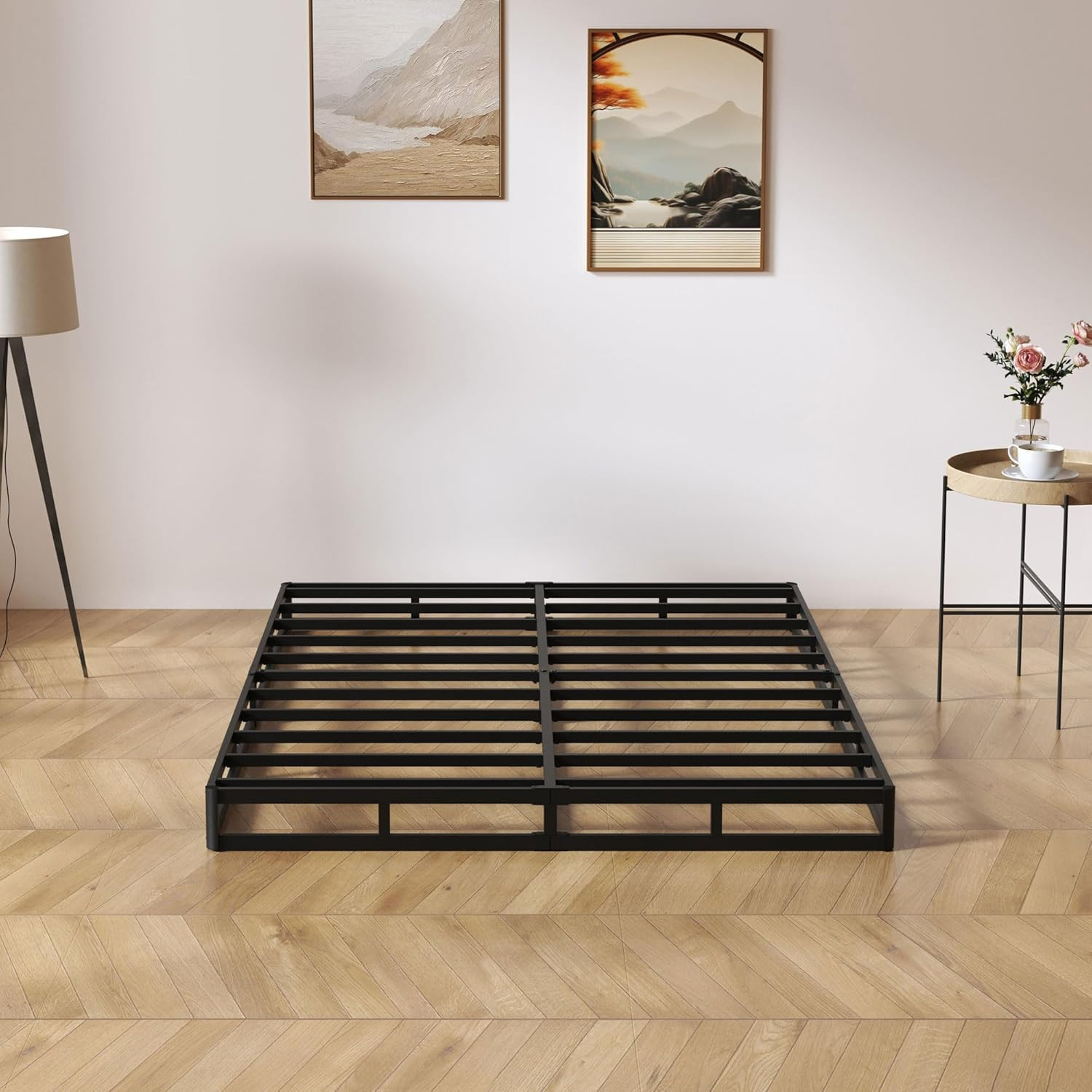 Low Profile Queen Box Spring – 5″ Heavy Duty Metal Bed Base with Fabric Cover