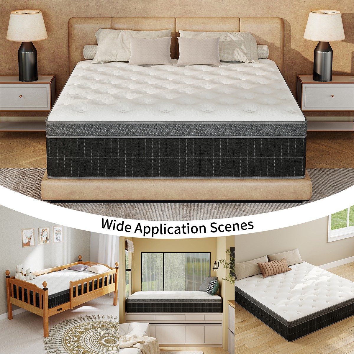 10″12″14″ Twin Full Queen King Mattress In A Box Gel Memory Foam Hybrid Spring