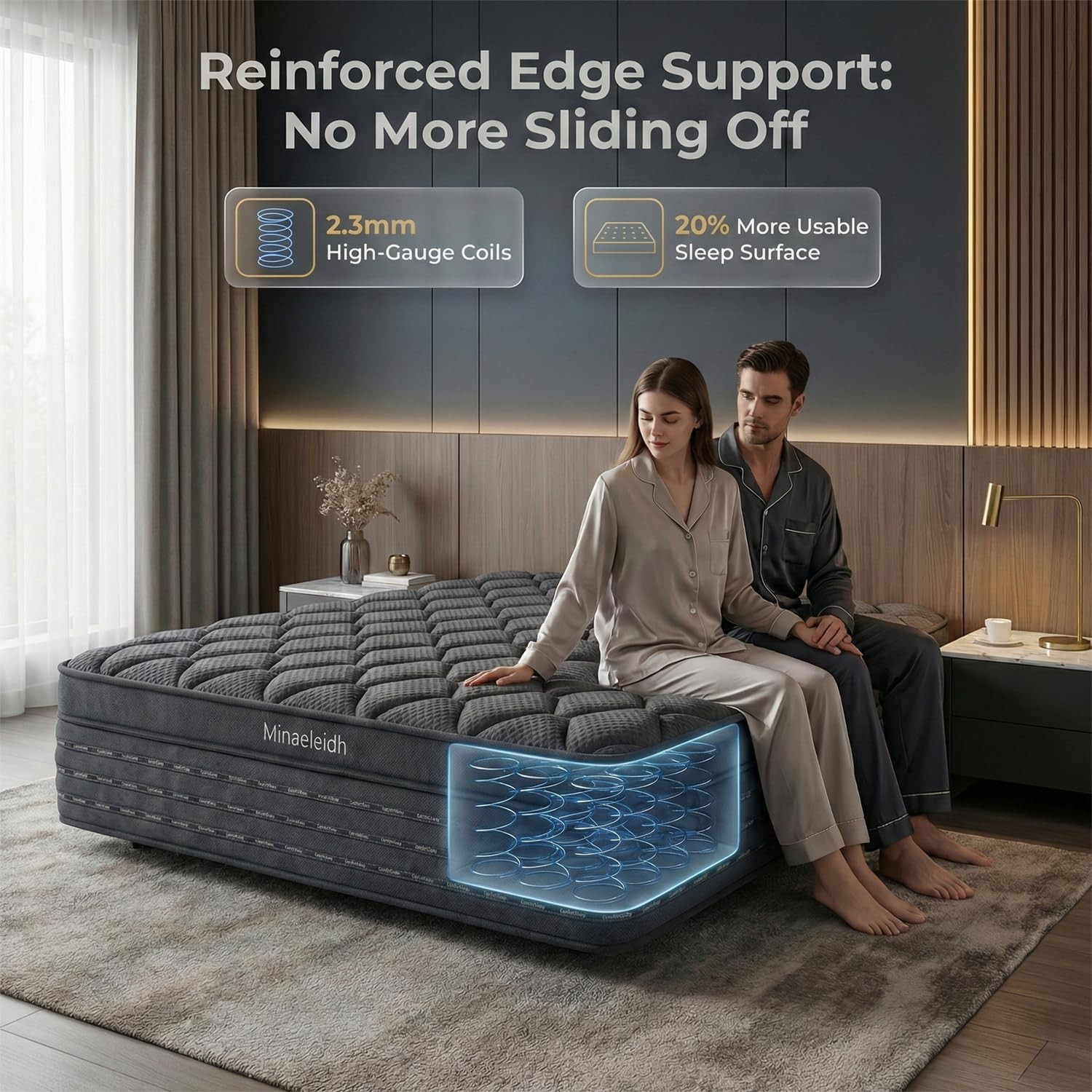 12″ Queen Hybrid Mattress, Cooling Gel Foam, Motion Isolation, 365-Night Trial
