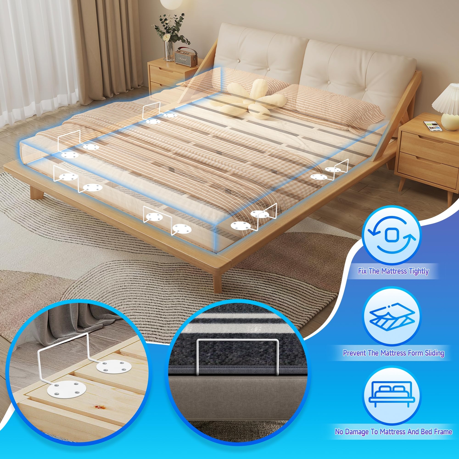 Mattress Retainer Bar For Adjustable Bed Keep Mattress Stopper From Sliding W…