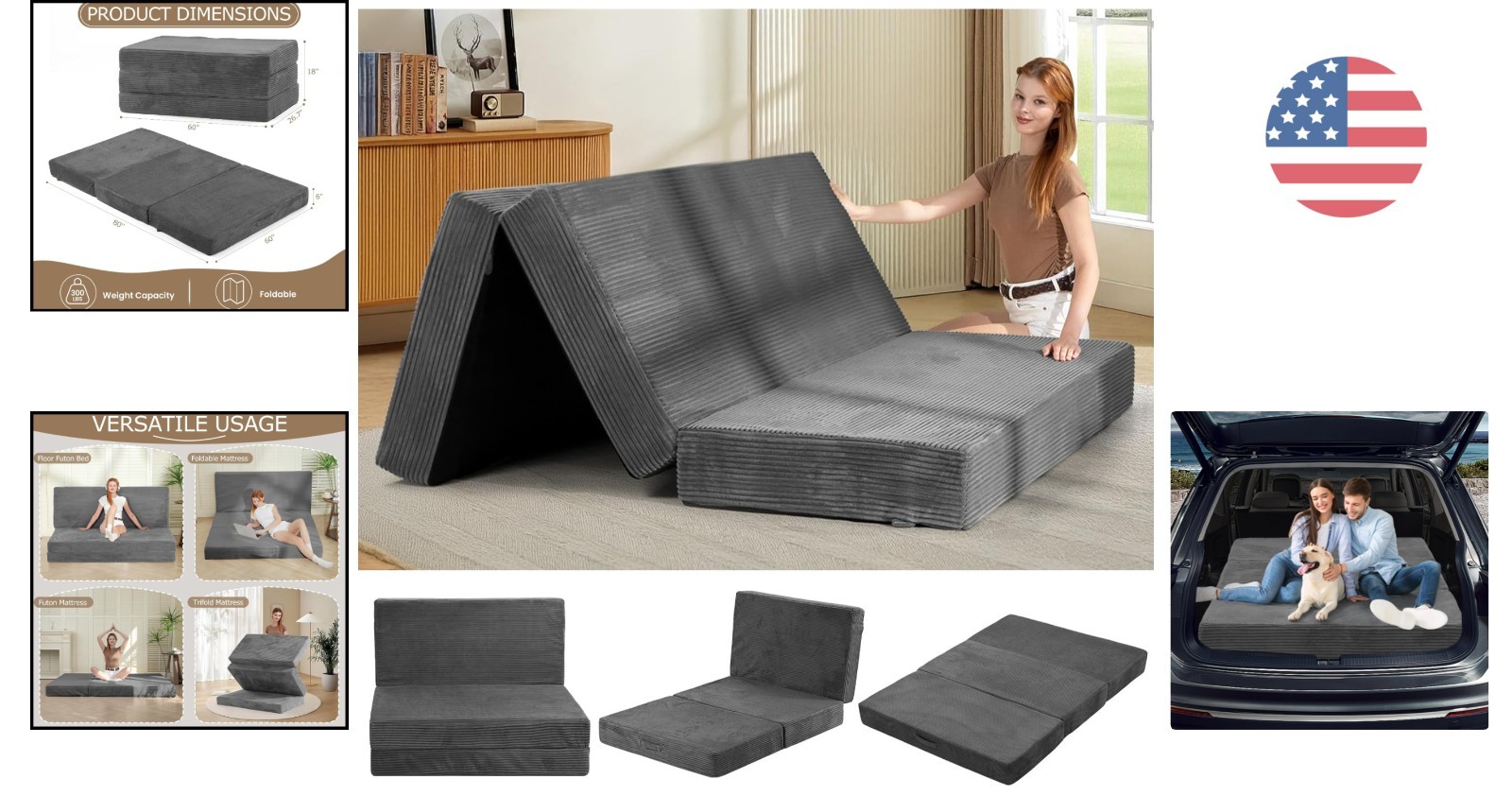 Versatile 6-Inch Plush Folding Mattress – Perfect for Guests, Camping & Dorm